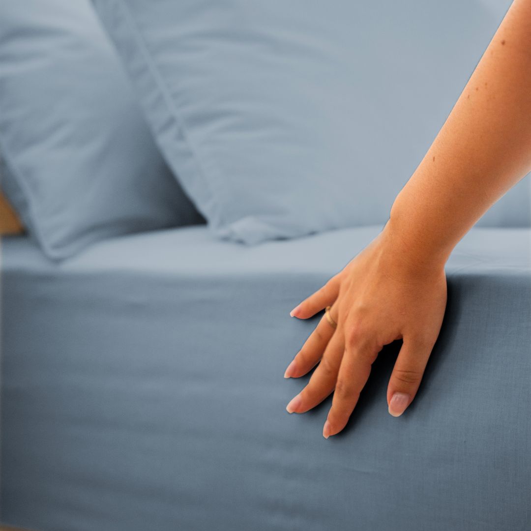 Parure de lit percale de coton - Bleu gris