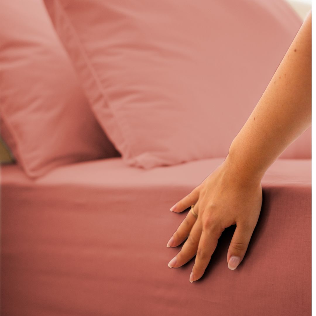 Parure de lit percale de coton - Rose