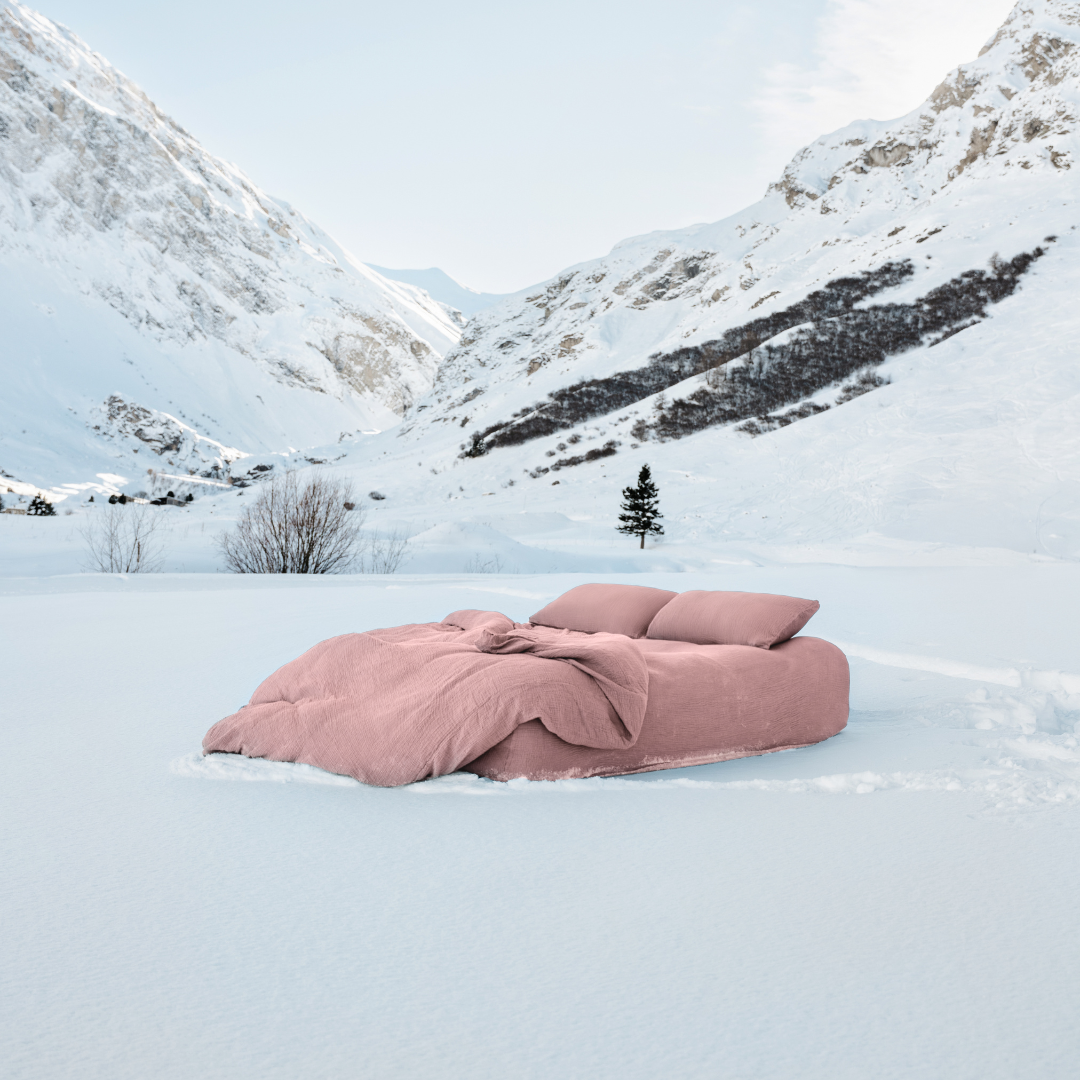 Cotton gauze bed linen set - Peach blush