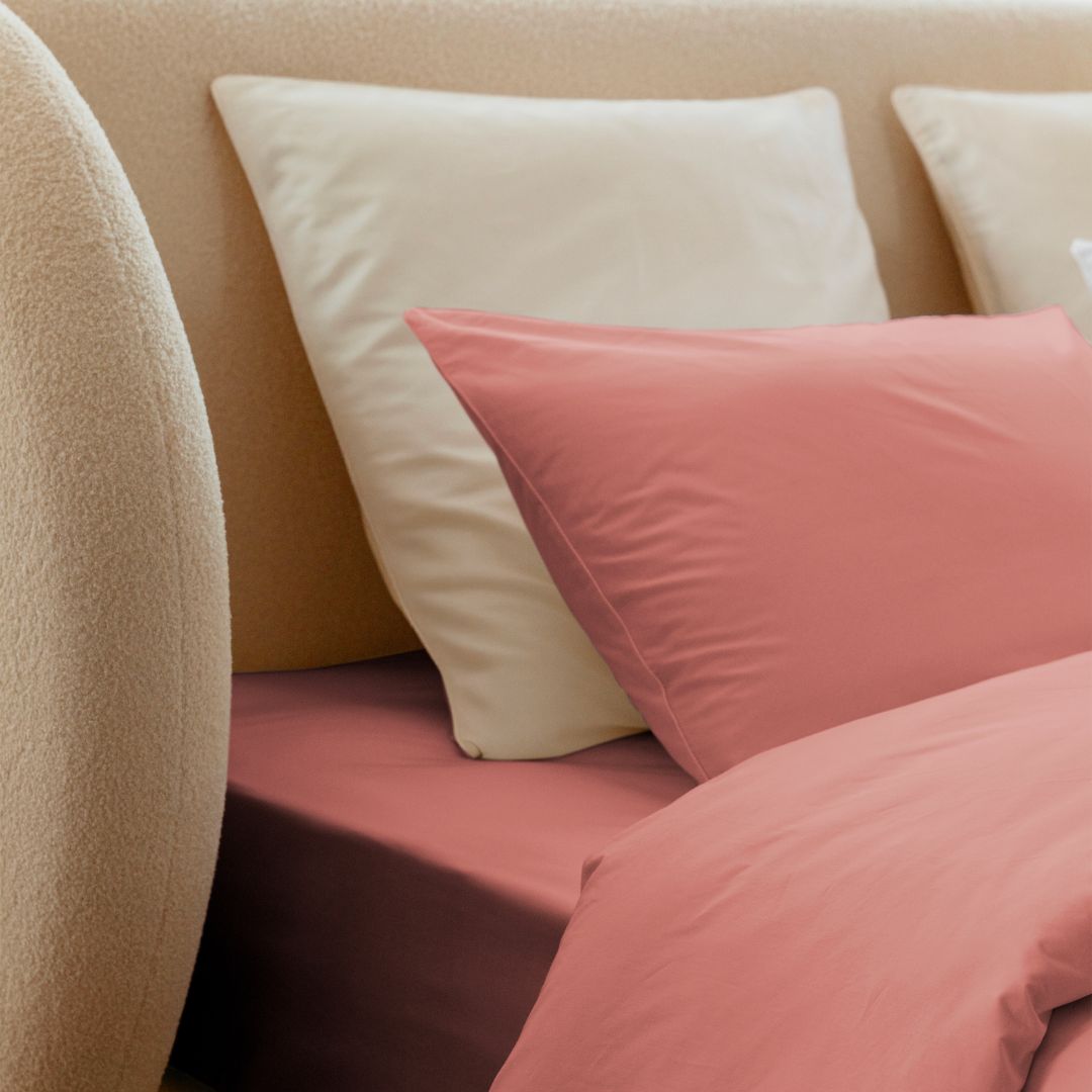 Parure de lit percale de coton - Rose