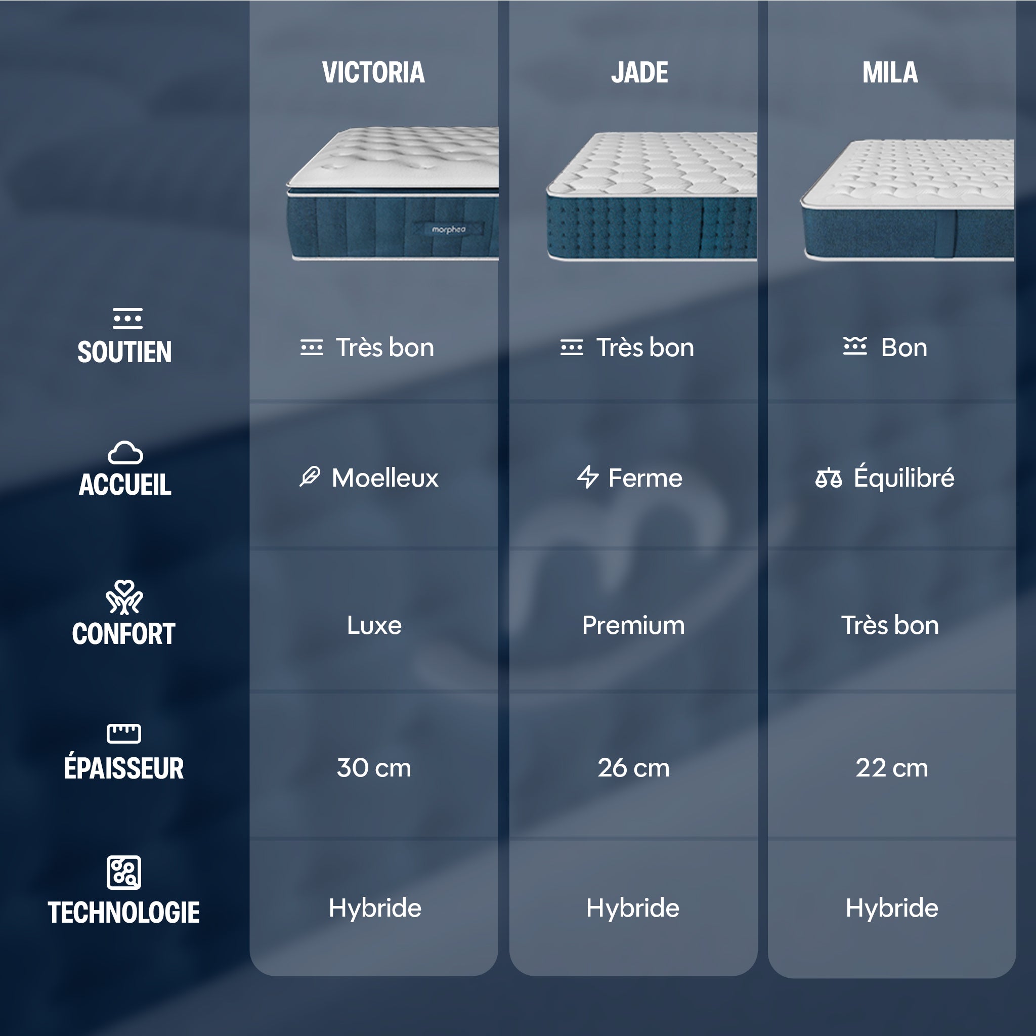 Pack Matelas hybride Mila - mousse et ressorts + 2 oreillers