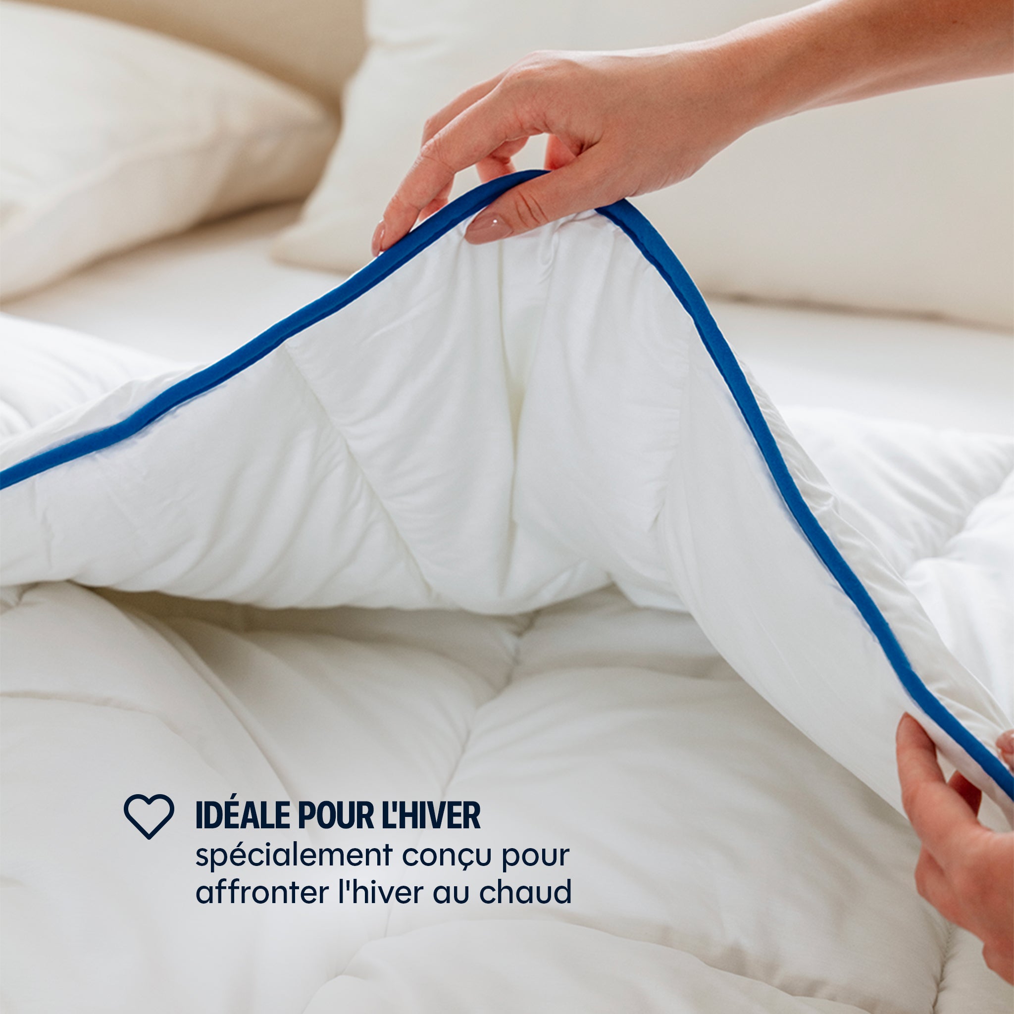 Couette Hiver - Fibres creuses siliconnées, enveloppe coton