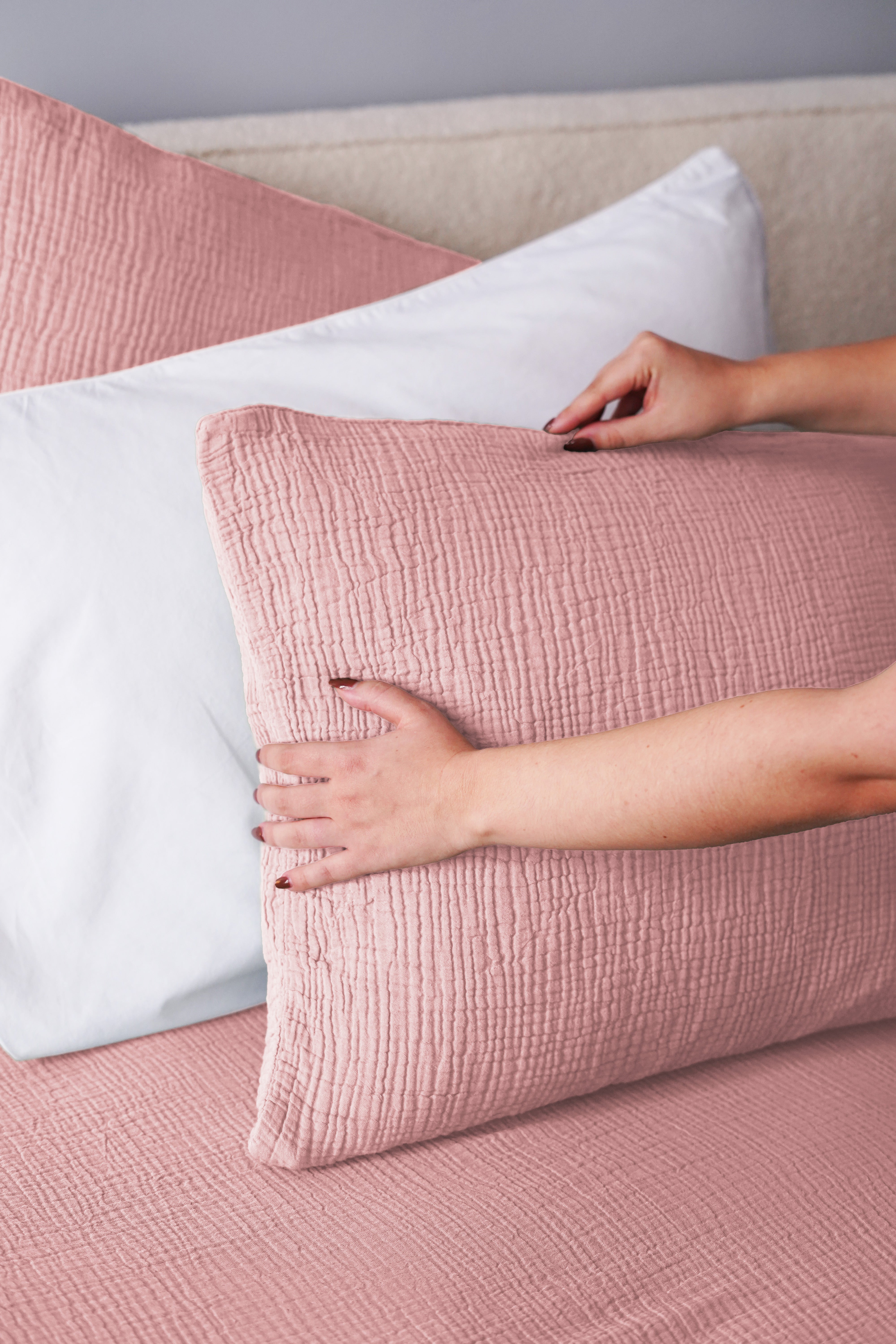 Cotton percale pillowcases x2 - 5 colors to choose from