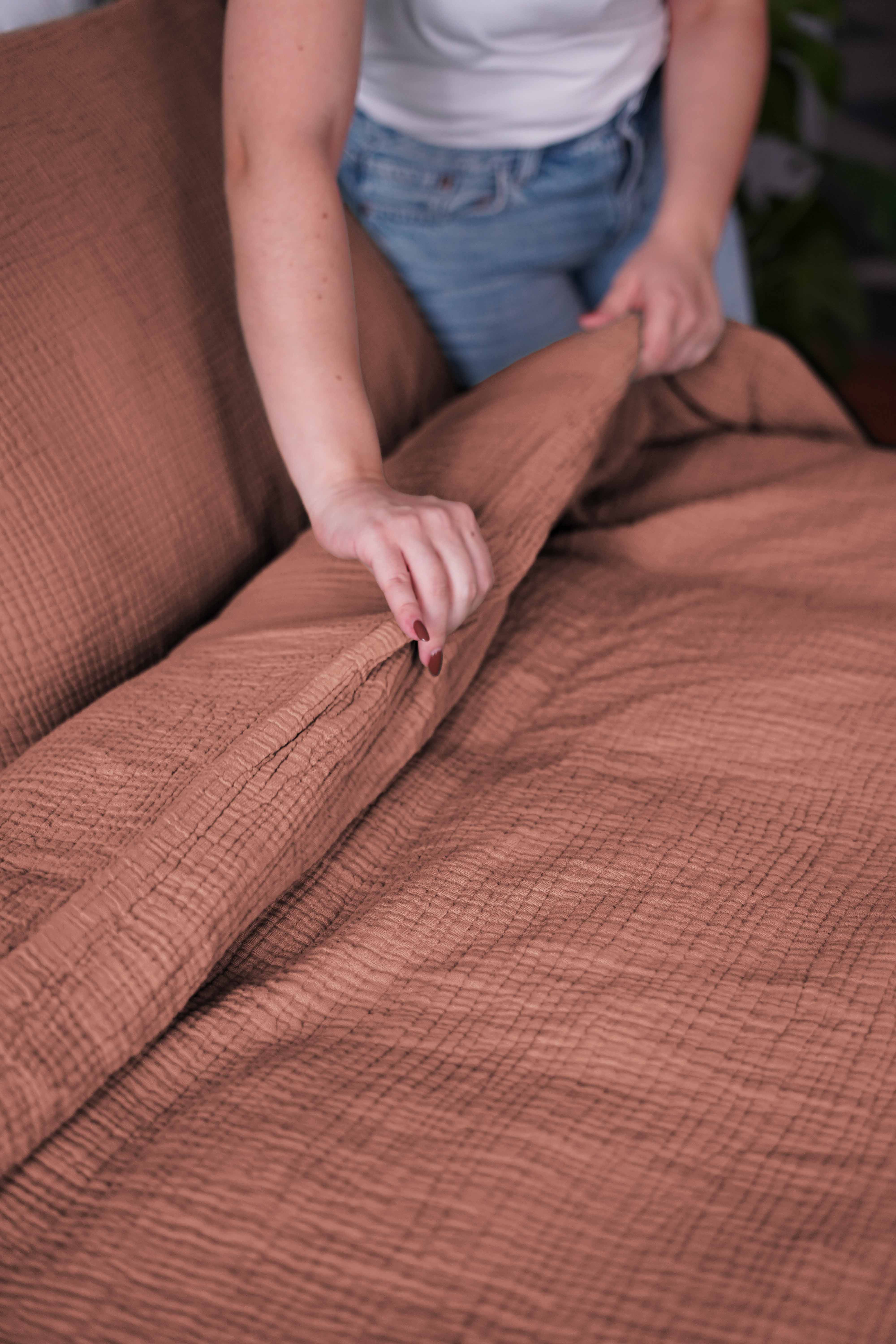 Cotton satin duvet cover - Beige