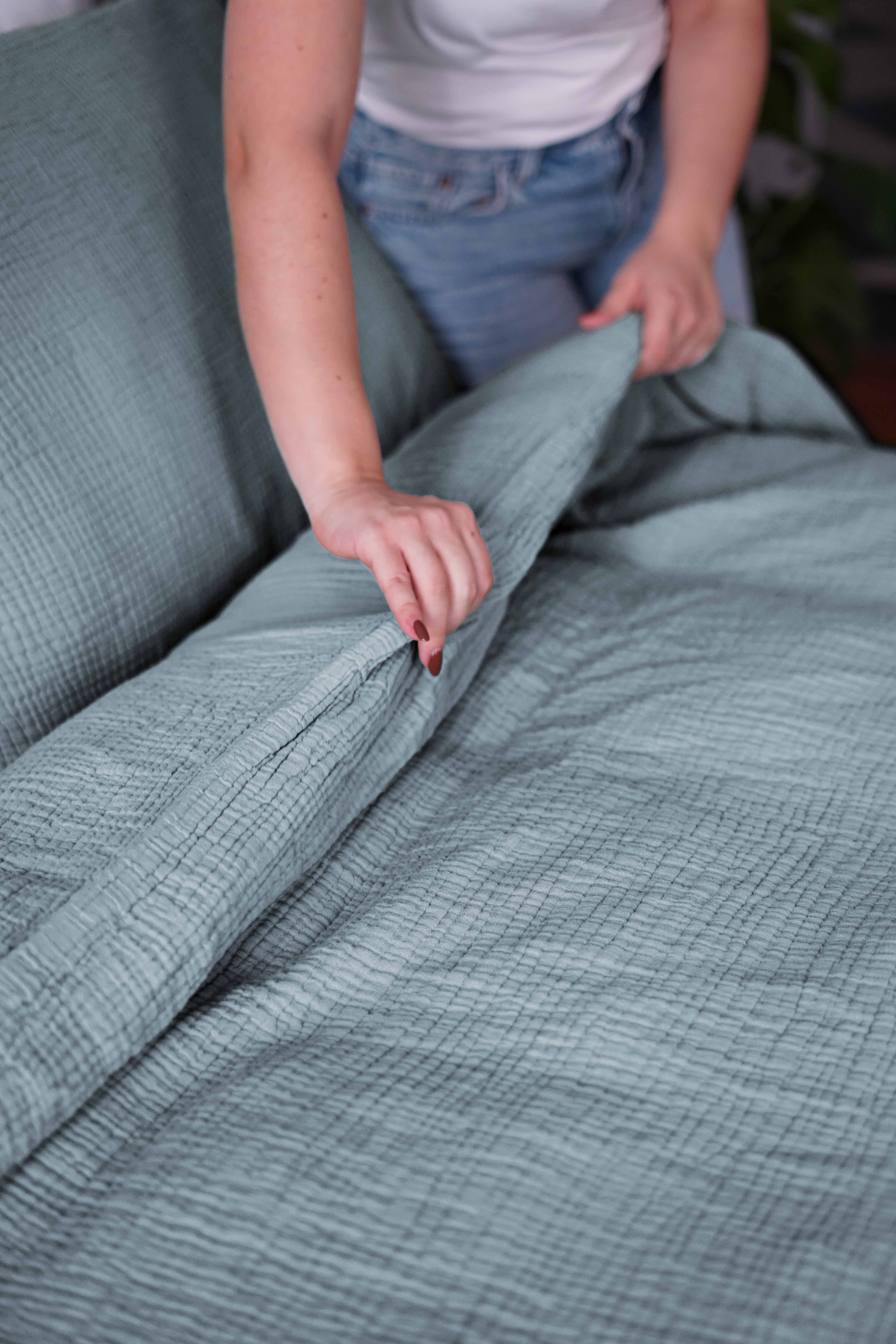 Cotton satin duvet cover - Beige