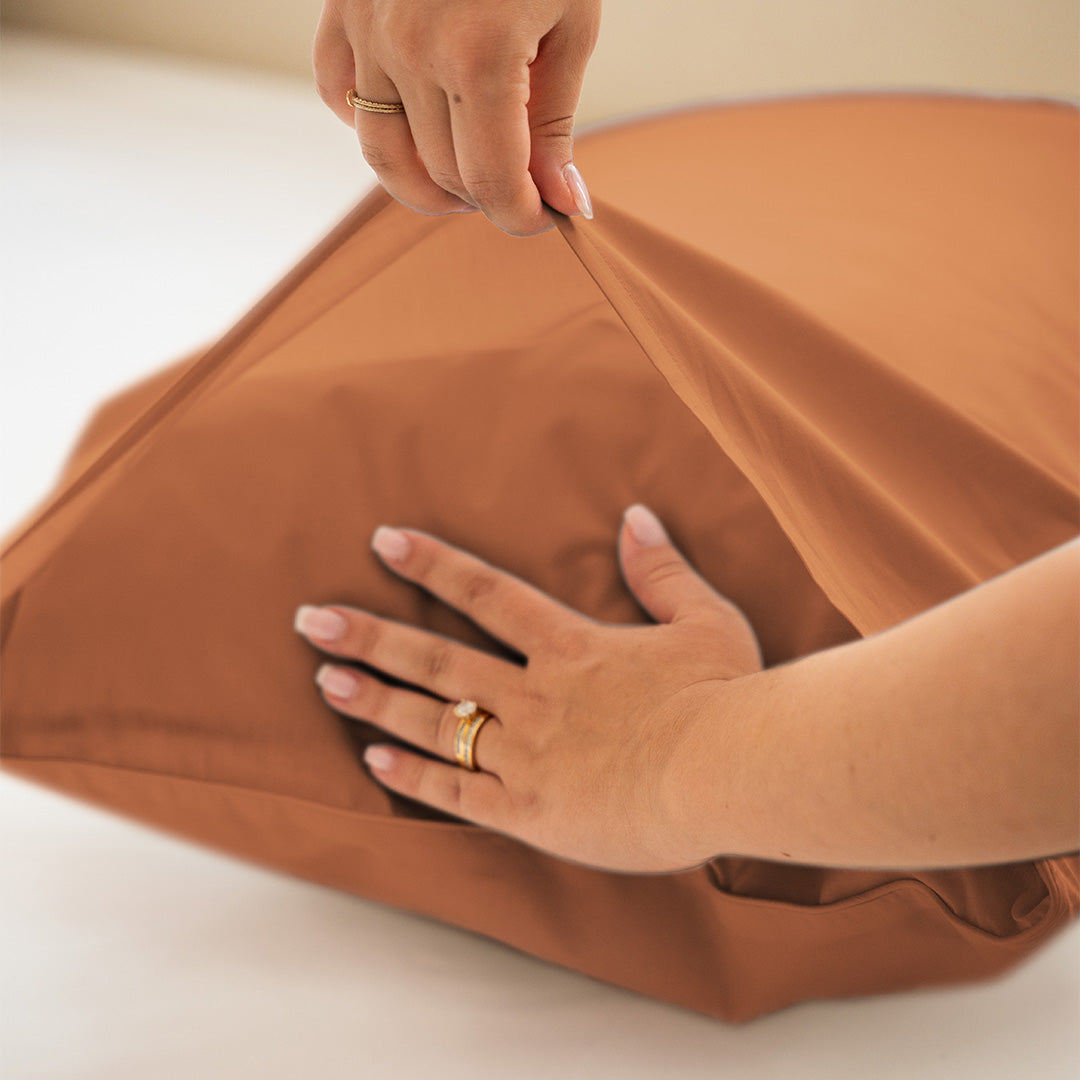 Cotton satin pillowcase x2 - Beige