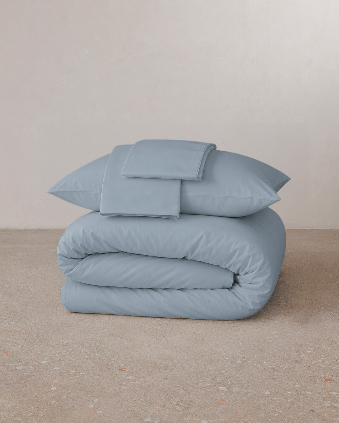 Cotton percale bed linen set - Blue grey