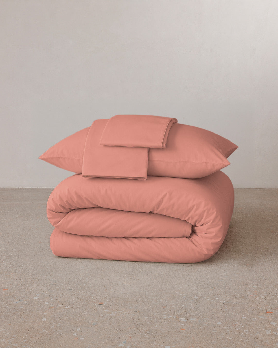 Washed percale bed linen - Peach blush