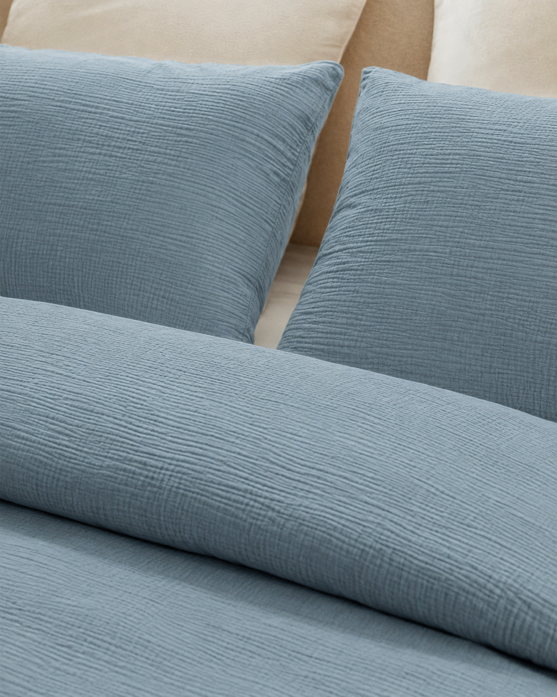 Cotton gauze bed linen set - Dusty Blue