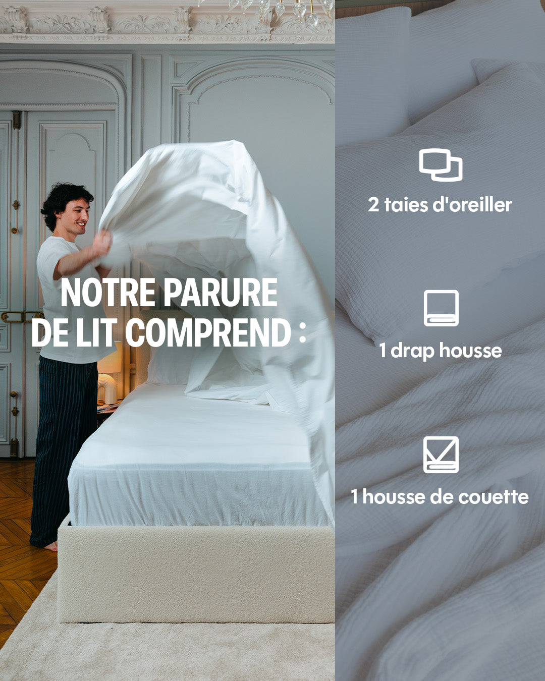Washed percale bed linen - Hint of mint