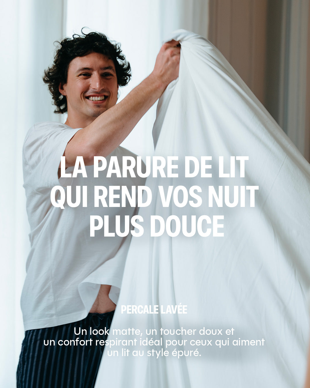 Washed percale bed linen - Hint of mint