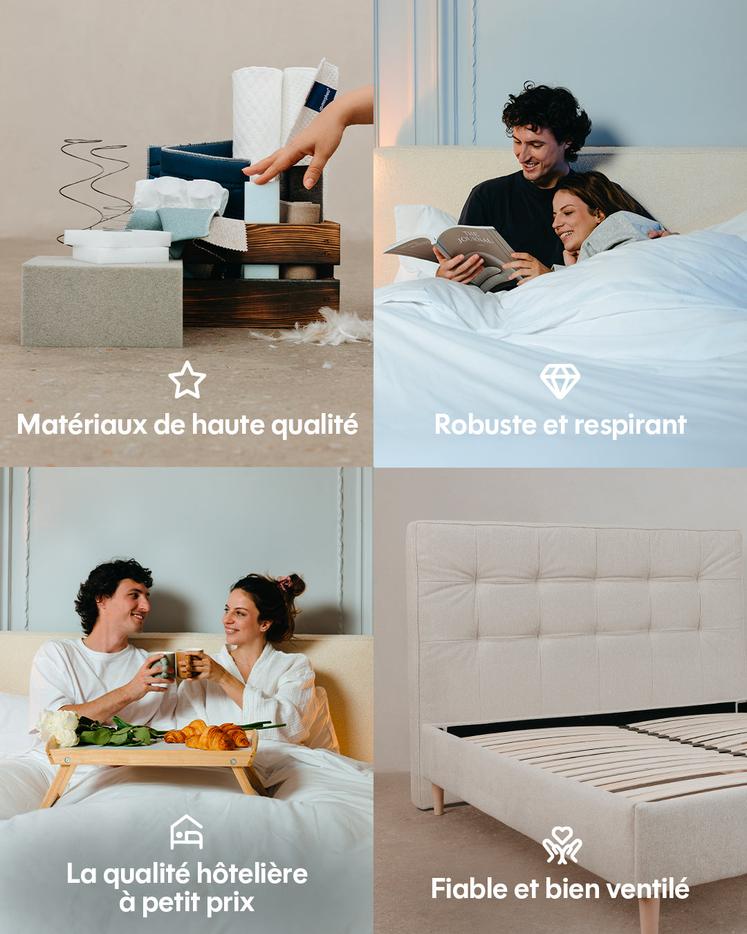 Box spring bed - 3 colors to choose from