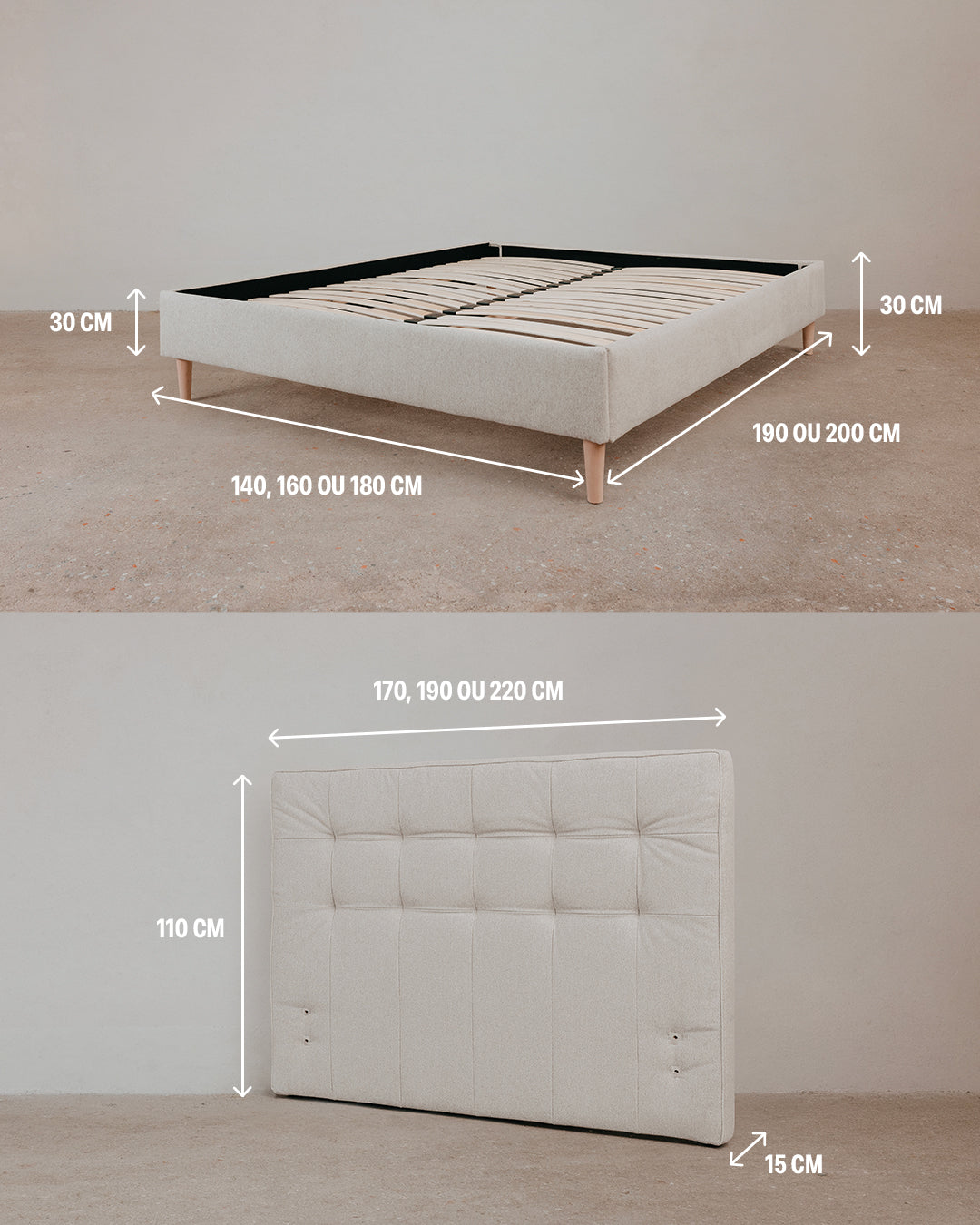 Box spring bed - 3 colors to choose from