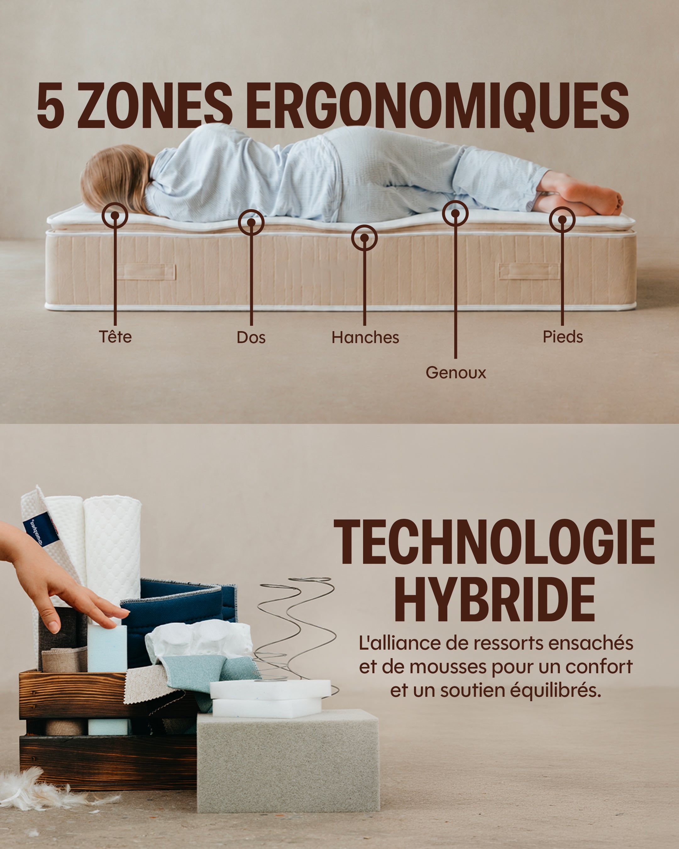 Matelas Hybride - L'Essentiel by Drimz