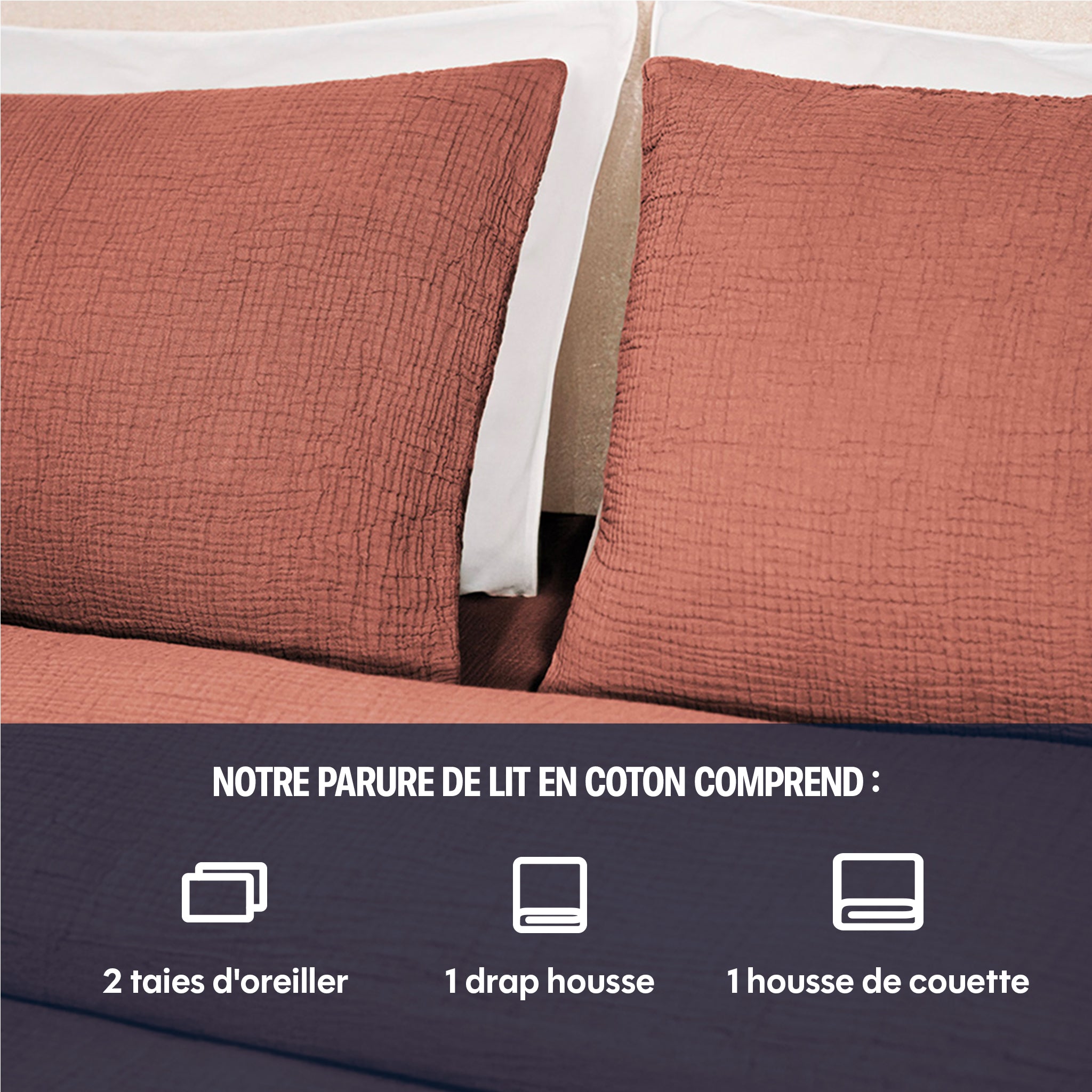 Parure de lit gaze de coton - Mocca mousse
