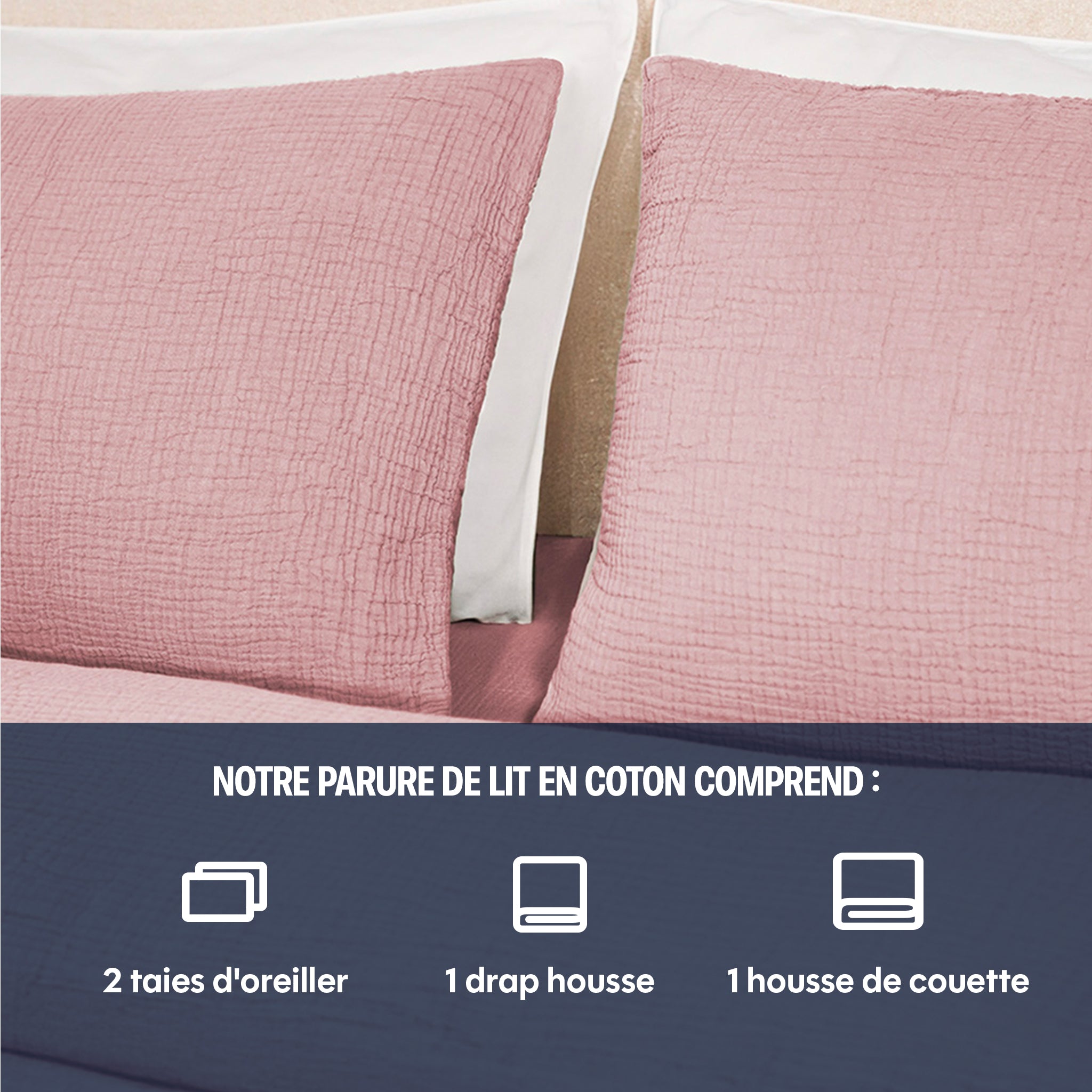 Parure de lit gaze de coton - Peach blush