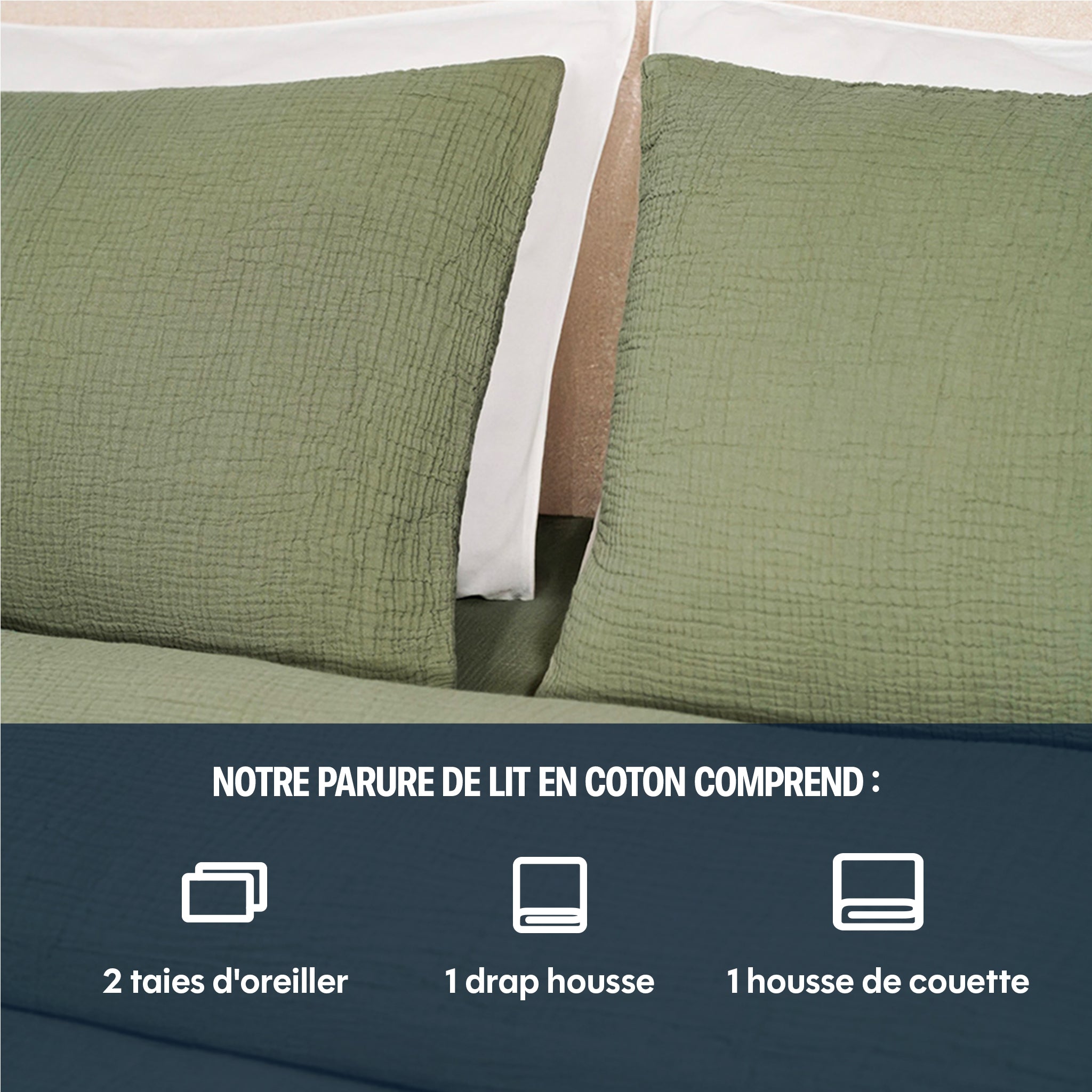 Parure de lit gaze de coton - Watercress