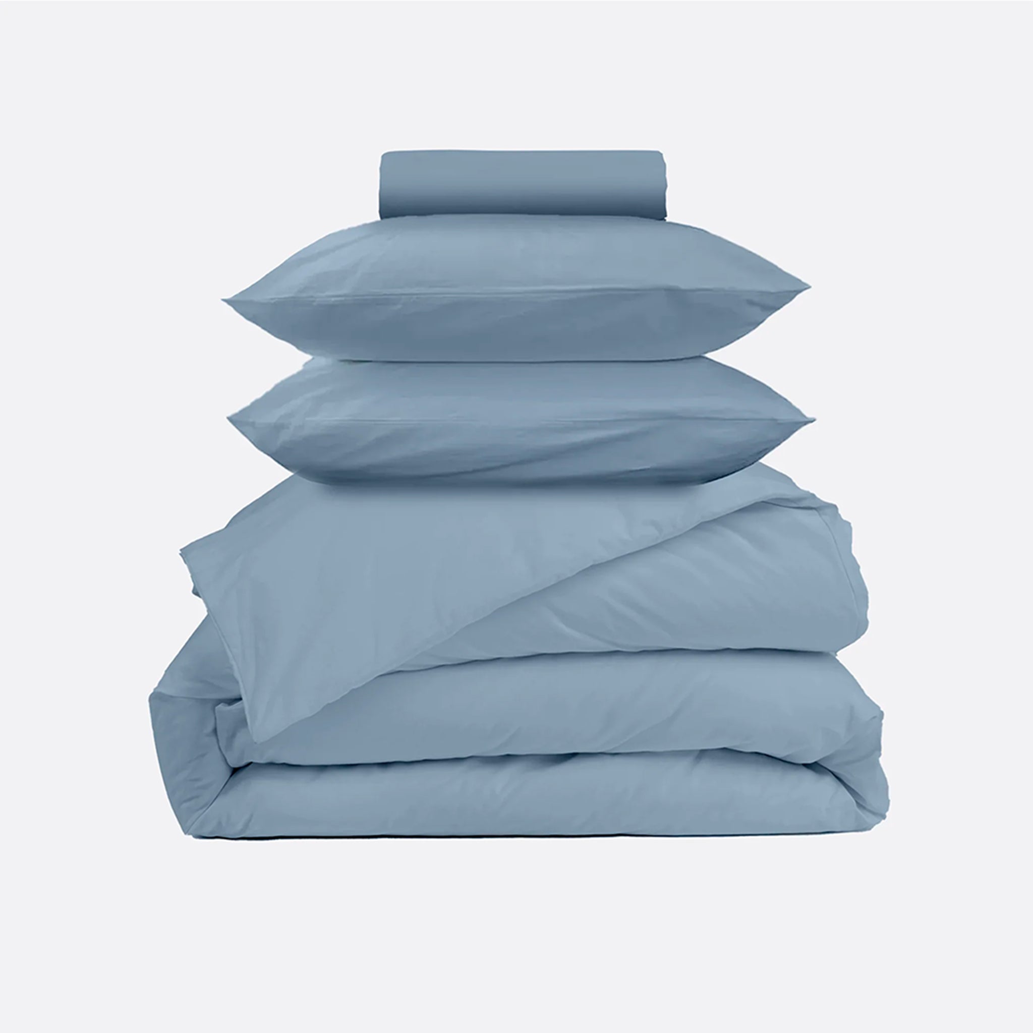 Parure de lit percale de coton - Bleu gris