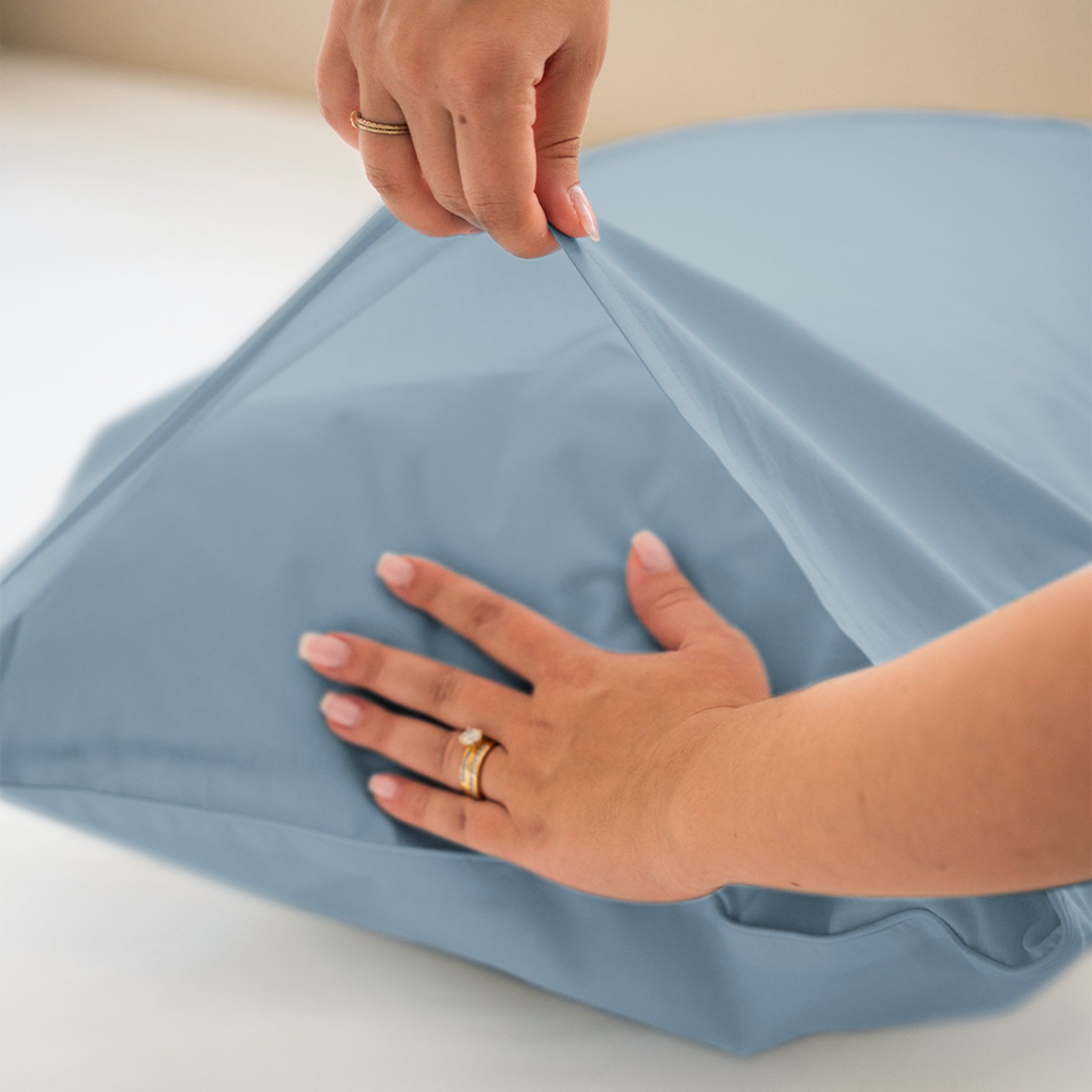 Parure de lit percale de coton - Bleu gris