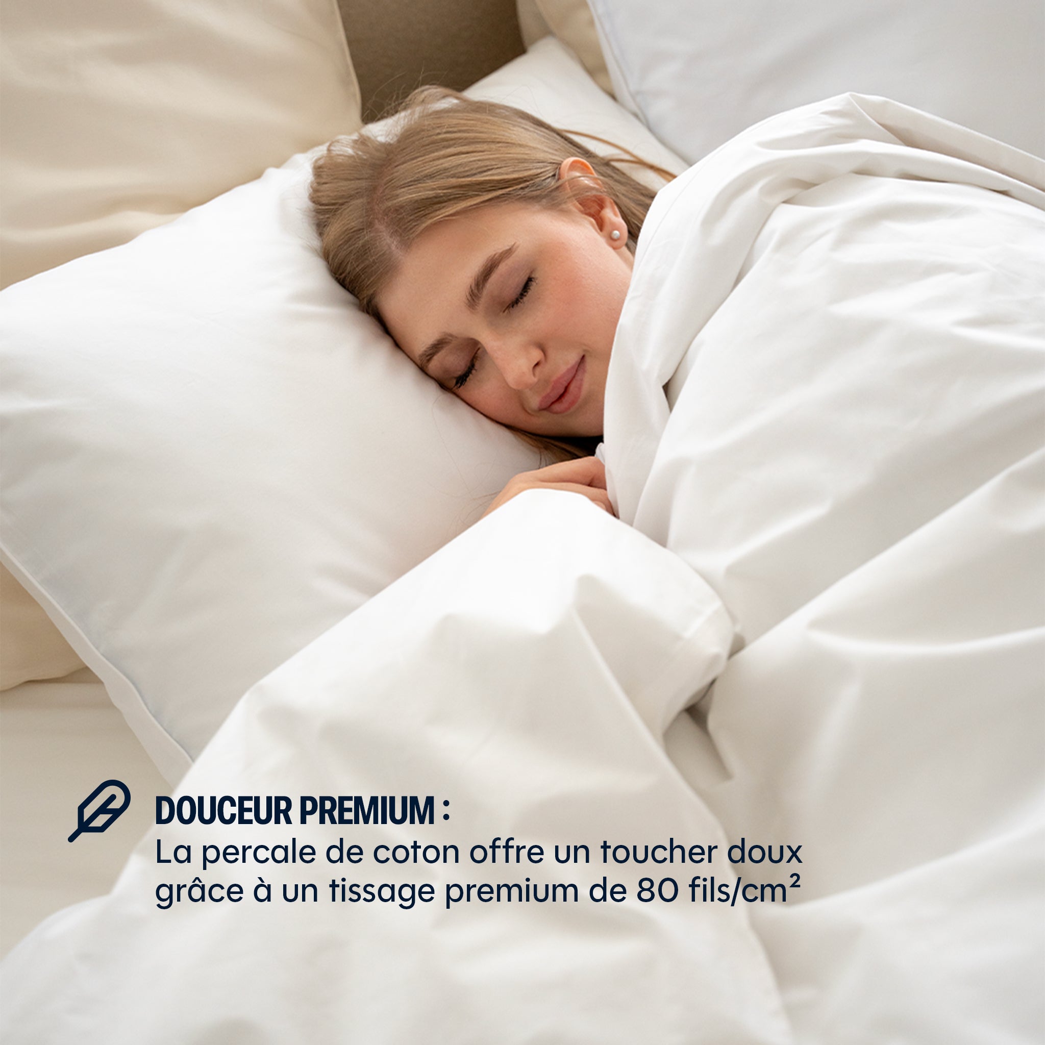 Parure de lit percale de coton - Rose