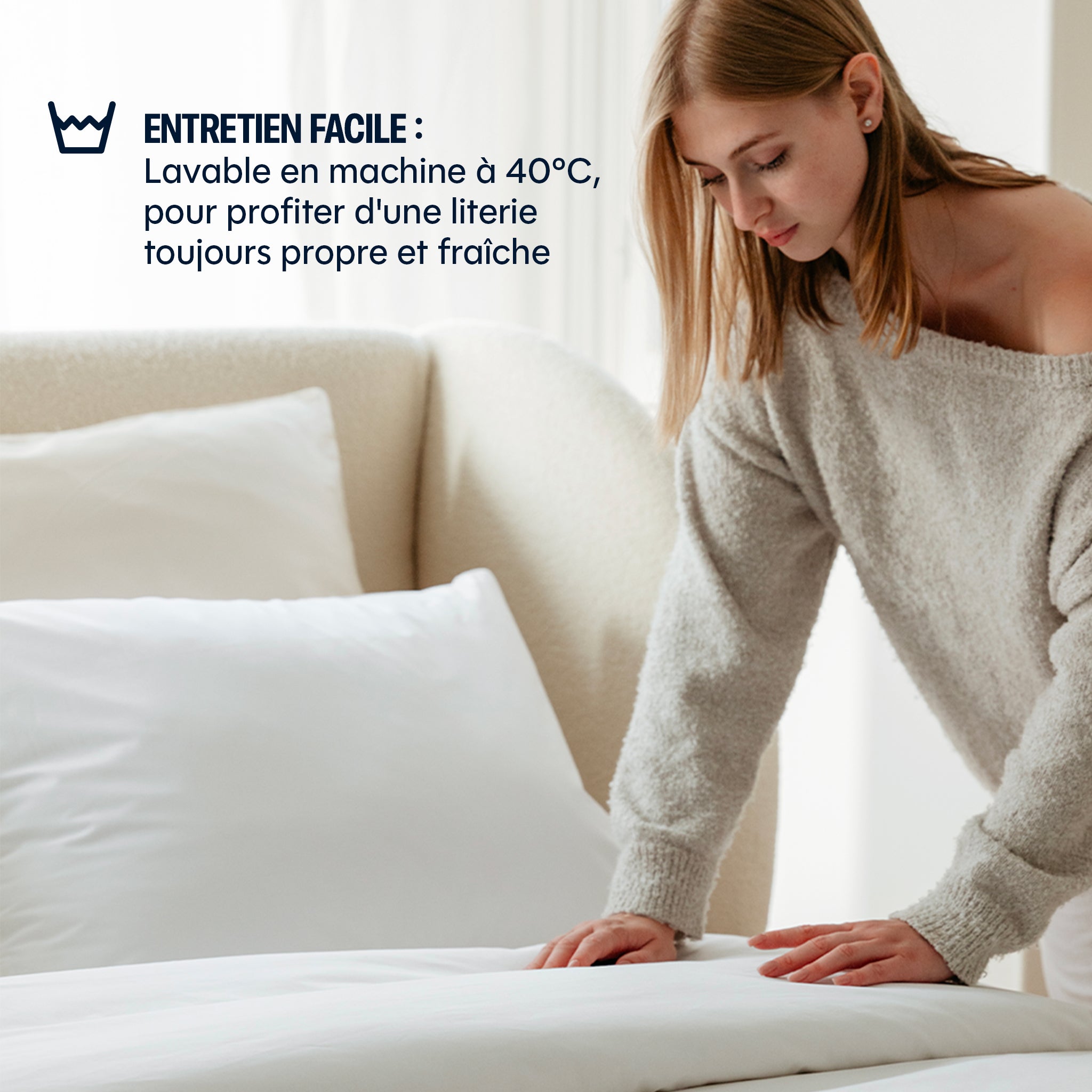 Parure de lit percale de coton - Rose