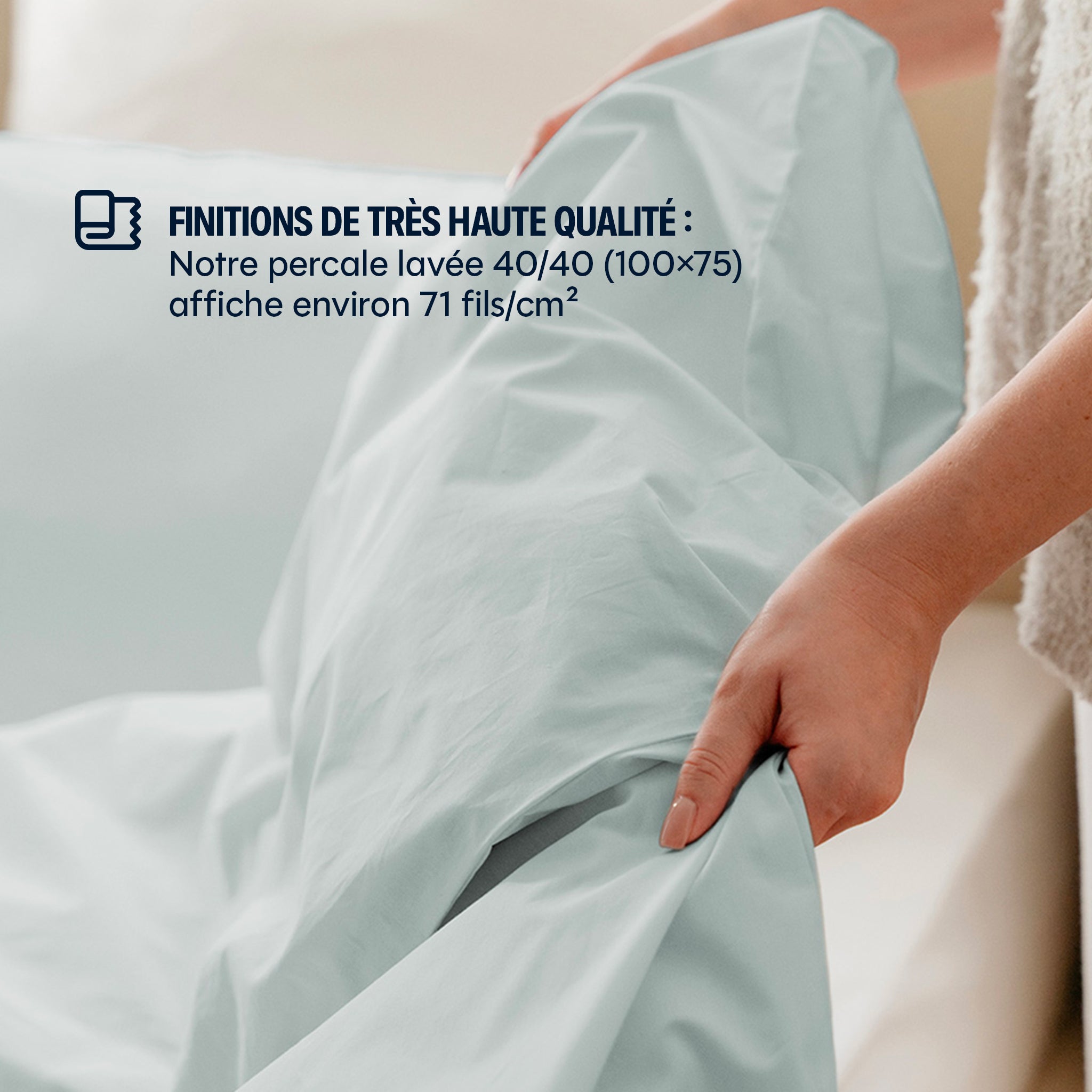 Housse de couette percale lavée - 8 coloris au choix