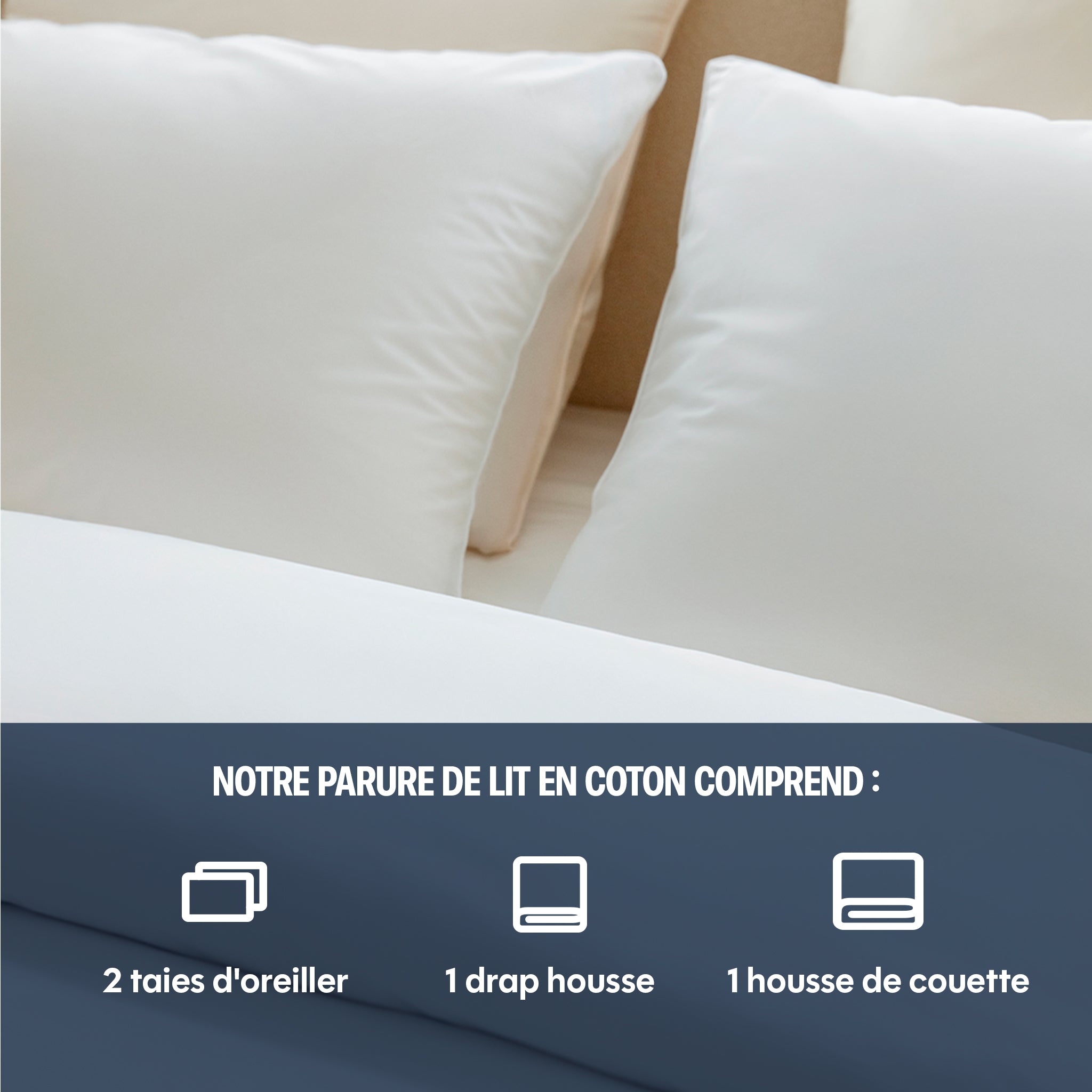 Parure de lit satin de coton - Blanc