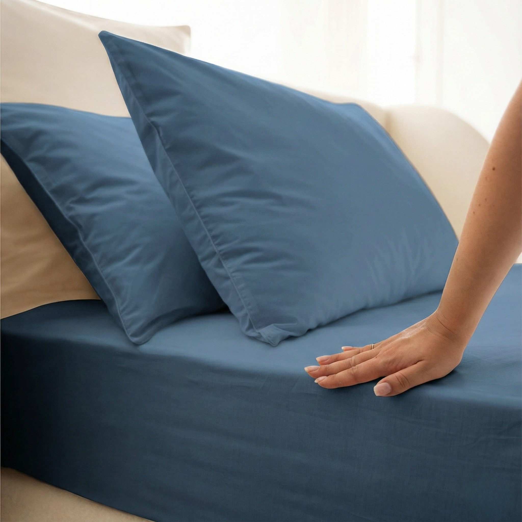 Cotton percale fitted sheet - 6 colors to choose from