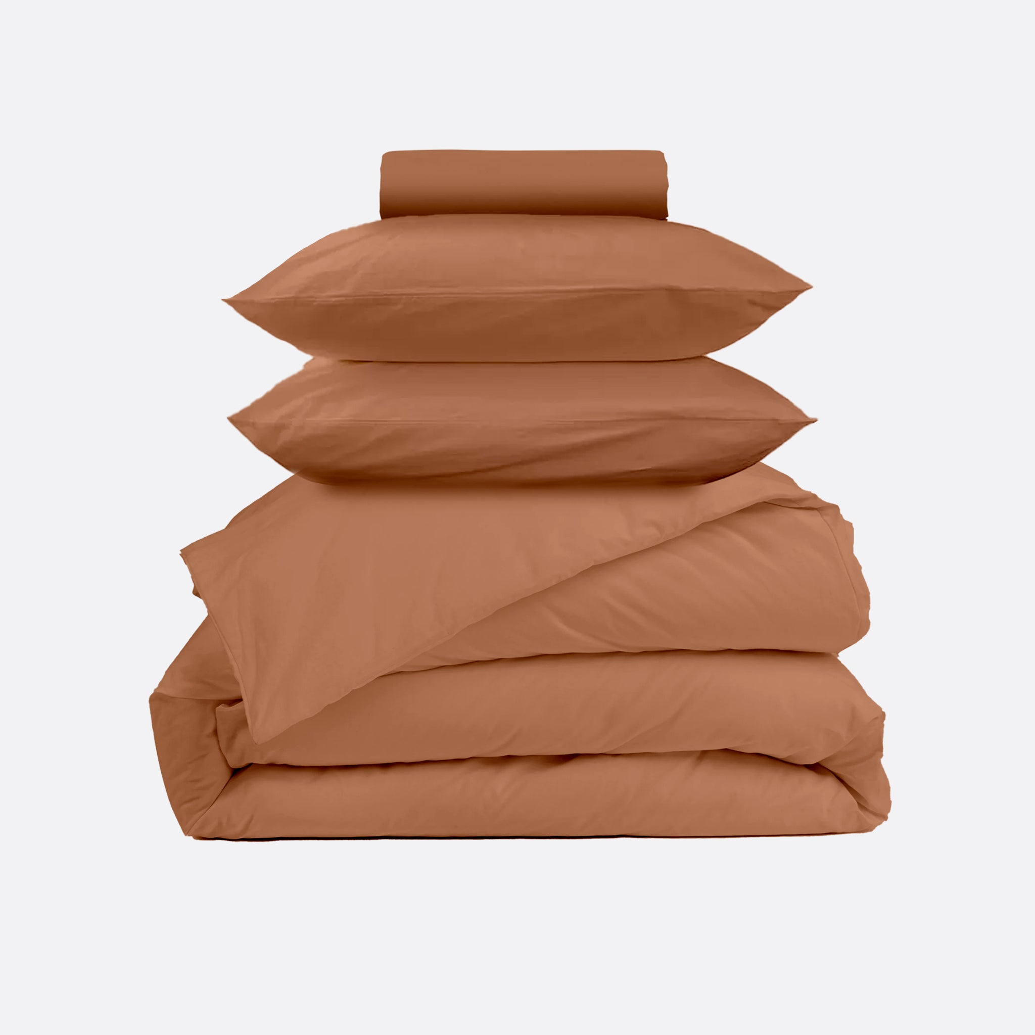 Parure de lit percale de coton - Terracotta