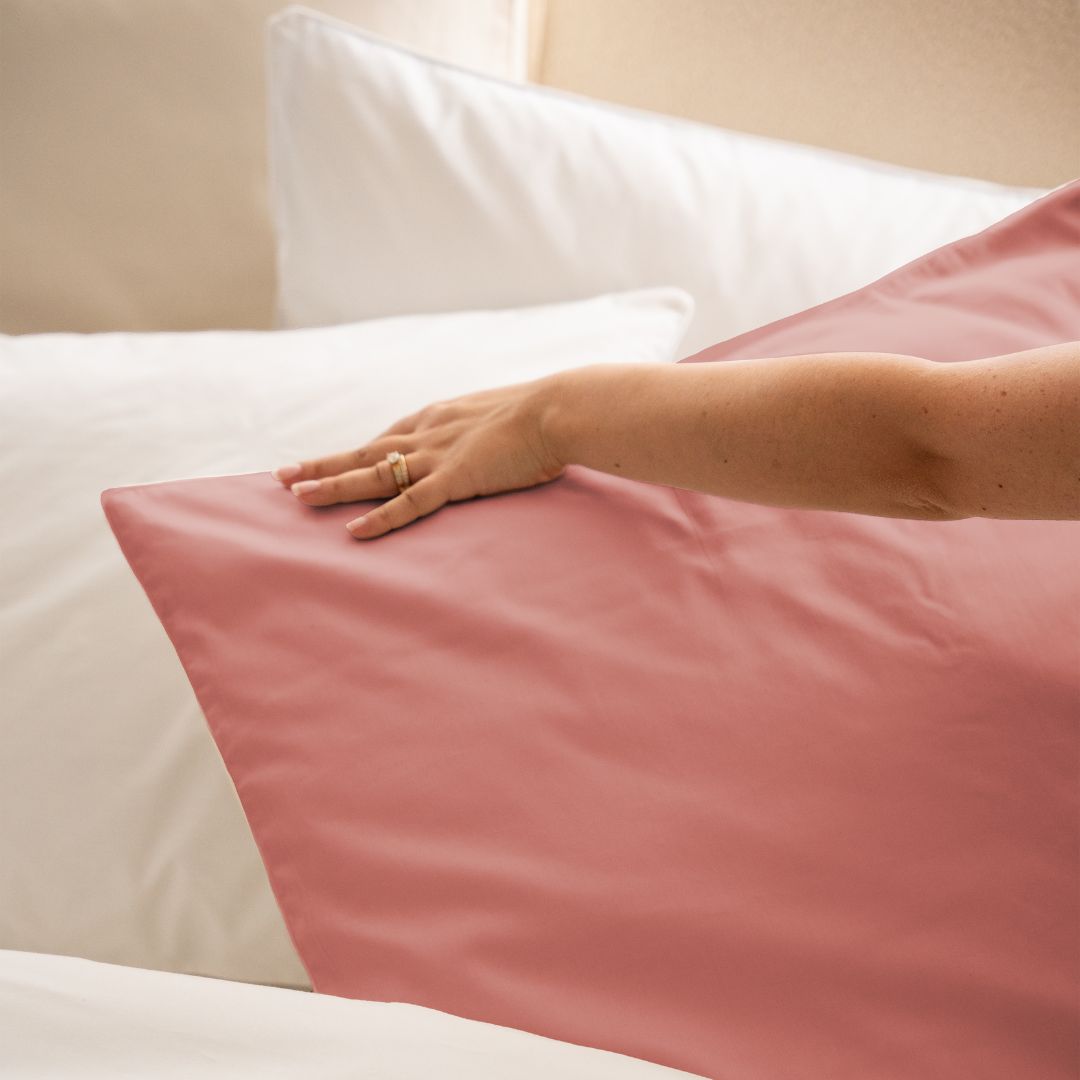 Cotton percale bedding set - Pink