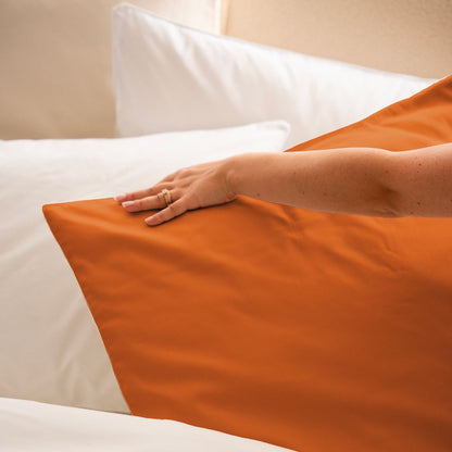 Cotton percale bedding set - Terracotta