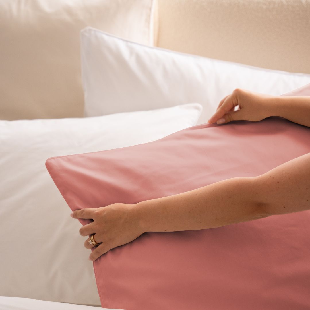 Cotton percale bedding set - Pink