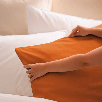 Cotton percale bedding set - Terracotta