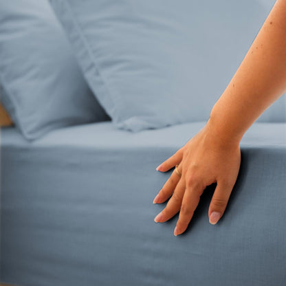 Cotton percale bedding set - Blue