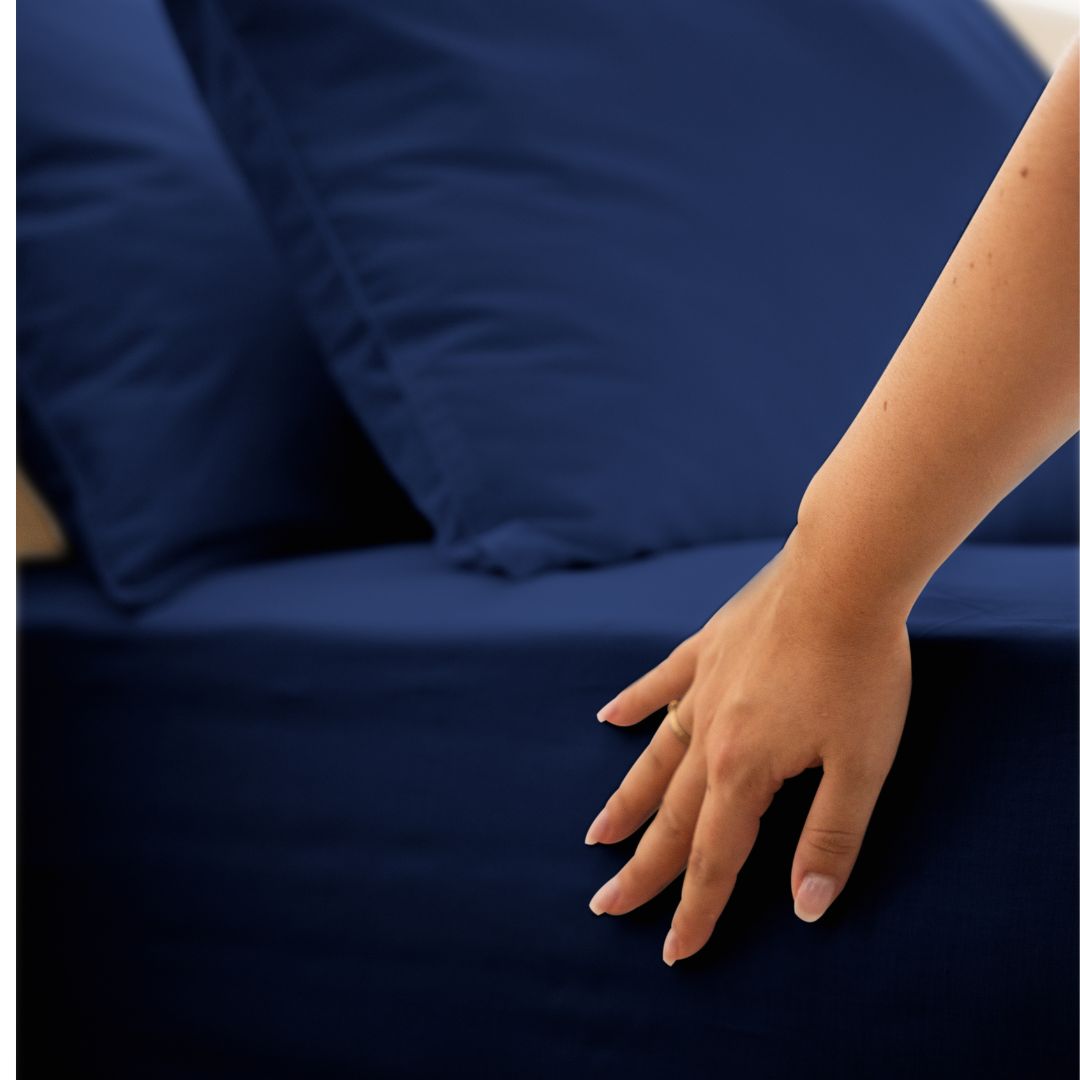 Cotton percale bedding set - Navy blue