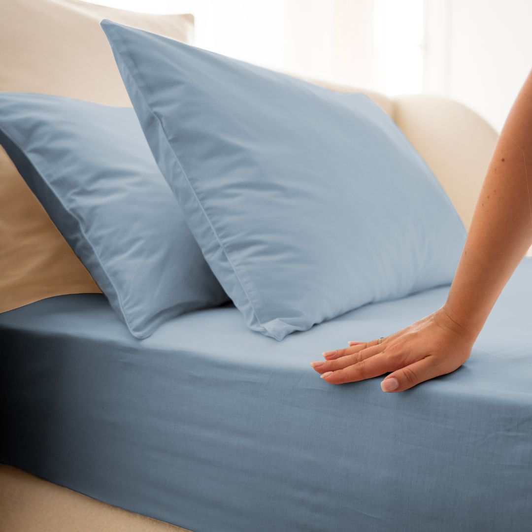 Cotton percale bedding set - Blue