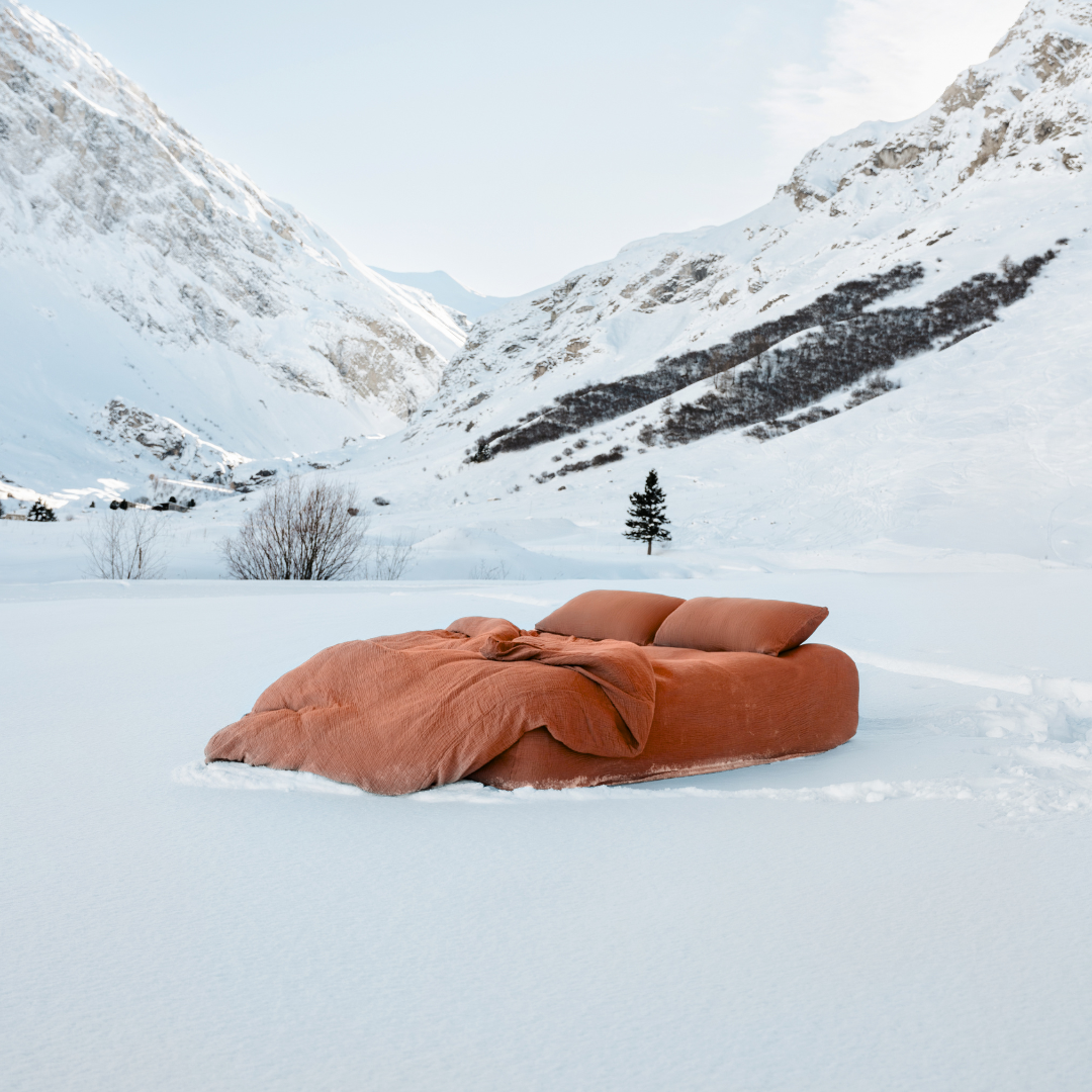 Cotton gauze bed linen set - Mocca foam