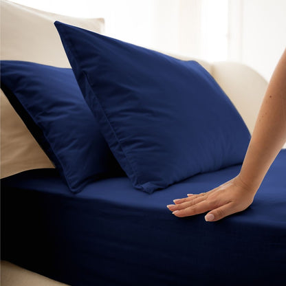 Cotton percale bedding set - Navy blue