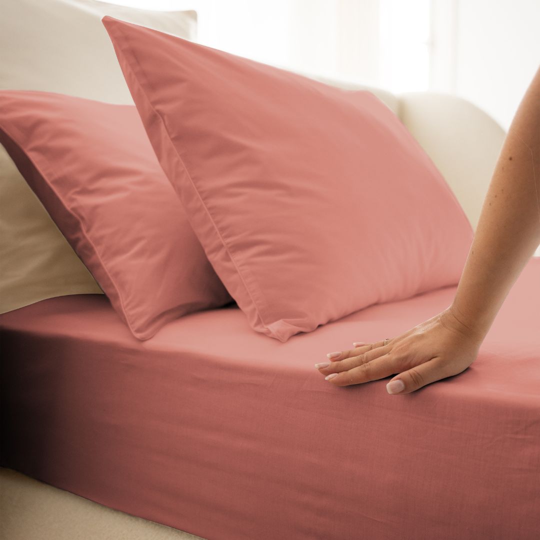 Cotton percale bedding set - Pink