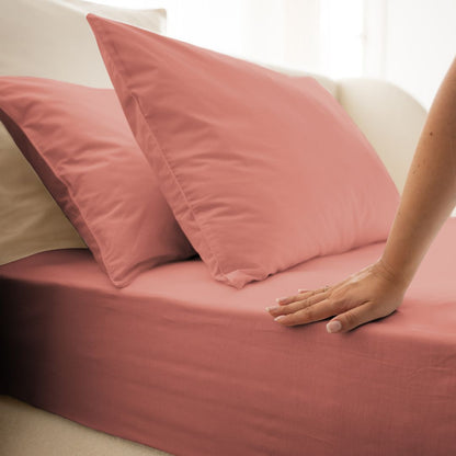 Cotton percale bedding set - Pink
