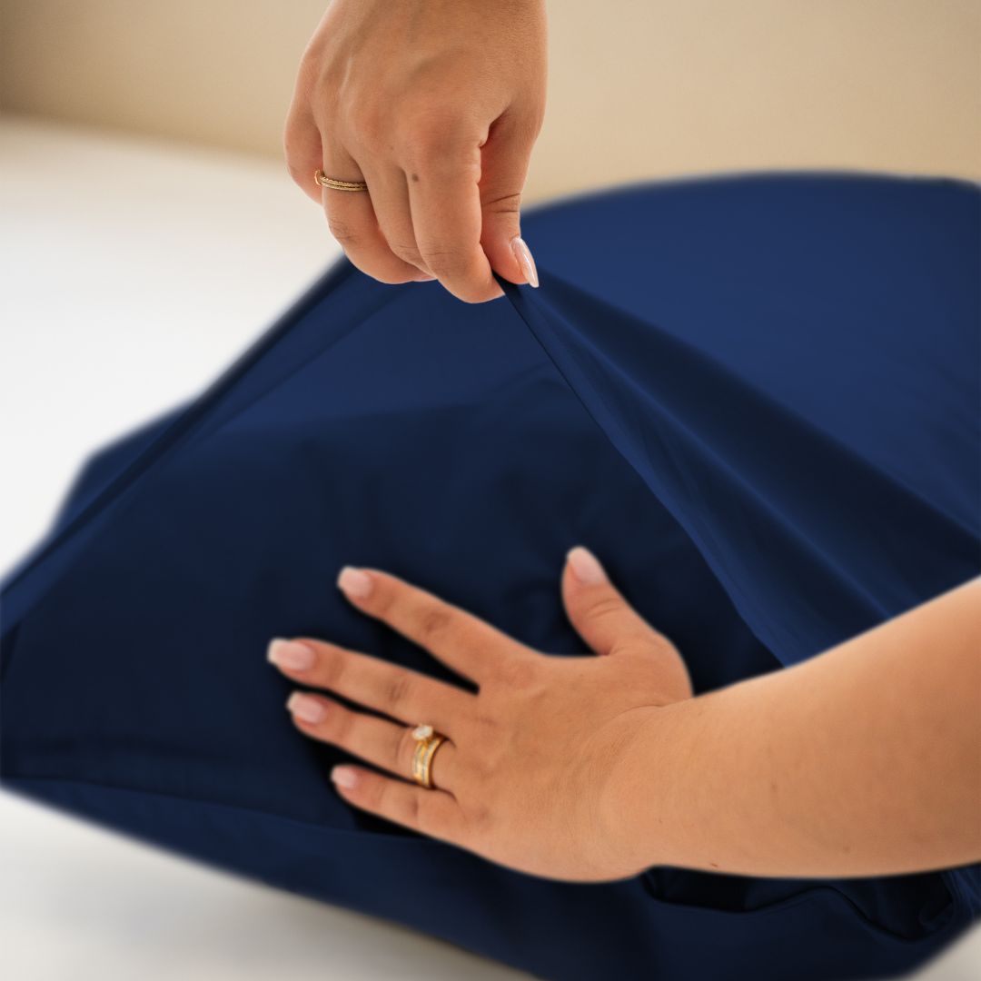 Cotton percale bedding set - Navy blue