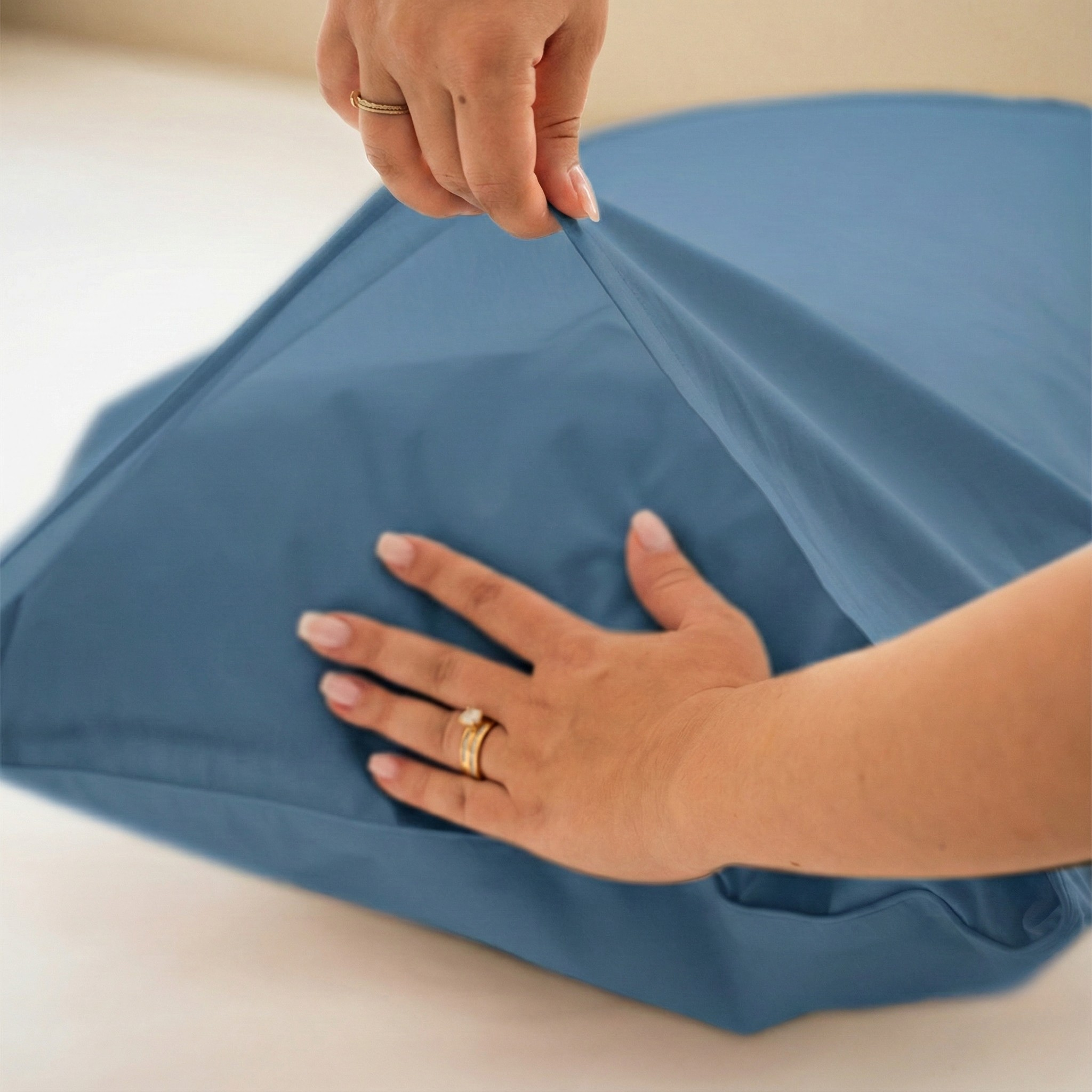 Cotton satin pillowcase x2 - Beige