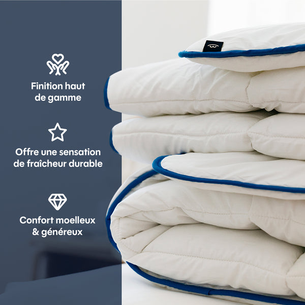 Lightweight temperate duvet 100% siliconized hollow fibers, cotton cover