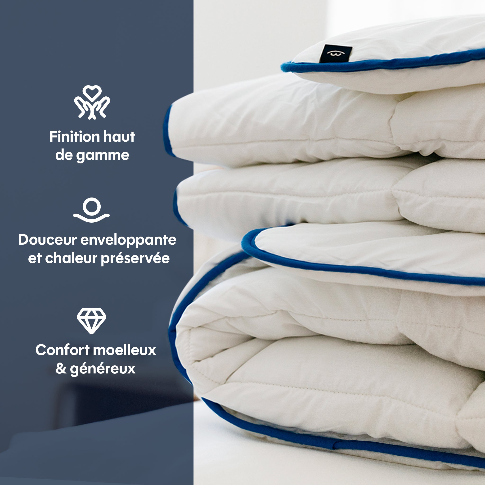 Couette Hiver - Fibres creuses siliconnées, enveloppe coton