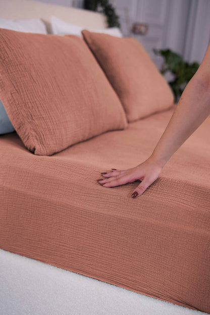 Drap housse gaze de coton - 4 coloris au choix