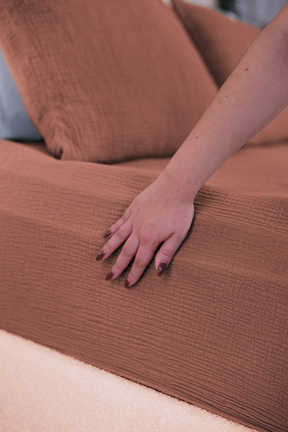 Drap housse gaze de coton - 4 coloris au choix