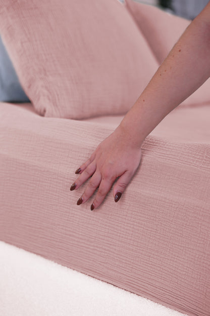 Drap housse gaze de coton - 4 coloris au choix