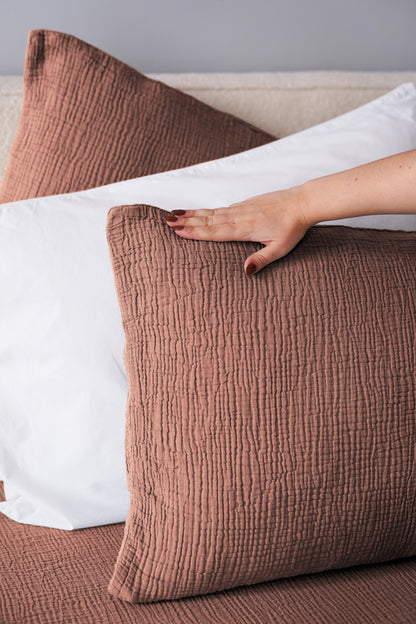 Taie d'oreiller gaze de coton x2 - 4 coloris au choix