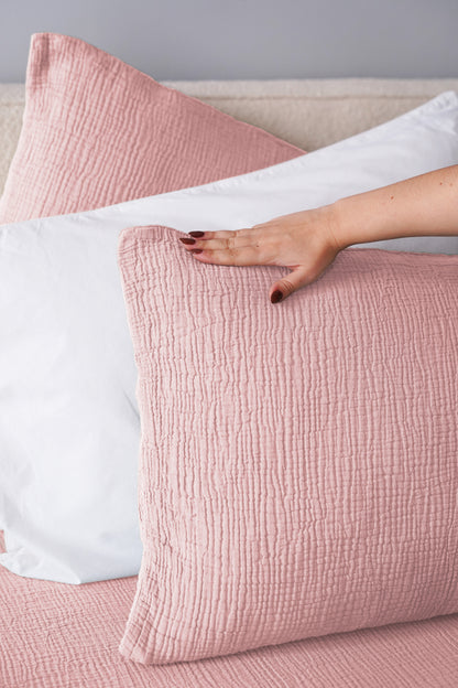 Taie d'oreiller gaze de coton x2 - 4 coloris au choix