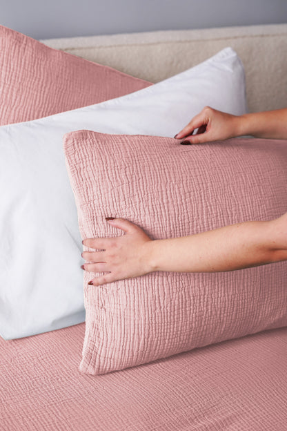 Taie d'oreiller gaze de coton x2 - 4 coloris au choix